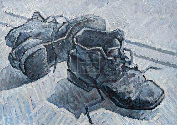 Картина. Натюрморт с советскими ботинками