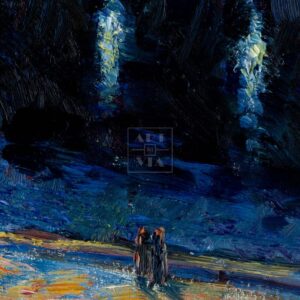 Фрагмент 3 из 3. Пейзаж. Зажглись фонари купить картину Попова А.