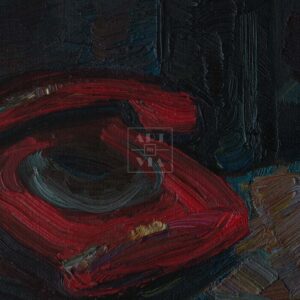 Фрагмент 2 из 3. Натюрморт с красным телефоном и шляпой купить картину Попова А.