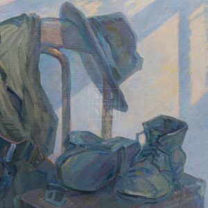 Фрагмент 3 из 3. Натюрморт с ботинками и чемоданчиком купить картину Попова А.