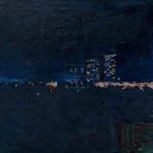 Фрагмент картины 3/3. Пейзаж. Вид на Москву-реку ночью