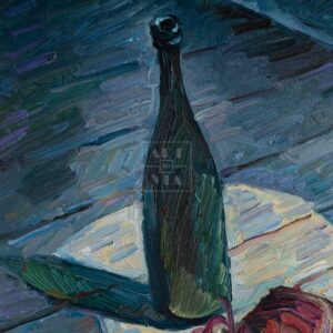 Фрагмент 3 из 3. Натюрморт с бутылкой и ботинками купить картину Попова А.