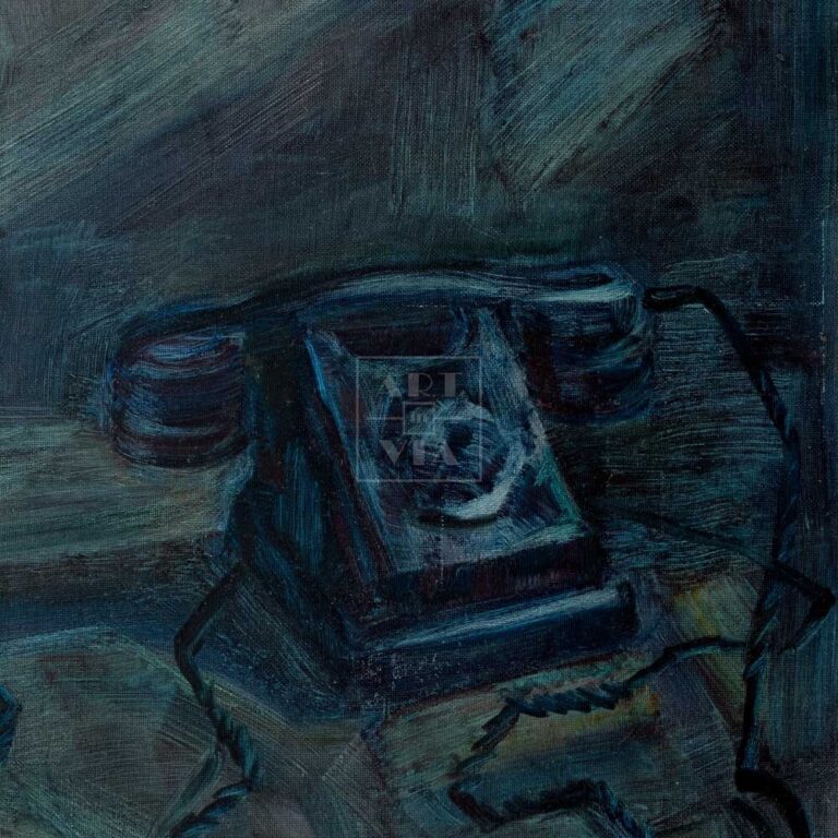 Фрагмент картины 3/3. Натюрморт с телефоном и шляпой