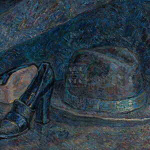 Фрагмент 1 из 3. Натюрморт с туфлями и шляпой купить картину Попова А.