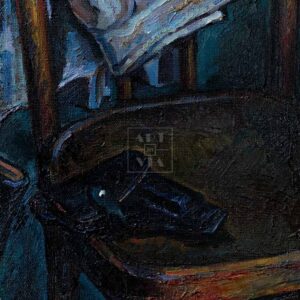 Фрагмент 3 из 3. Натюрморт со стулом и сапогами купить картину Попова А.